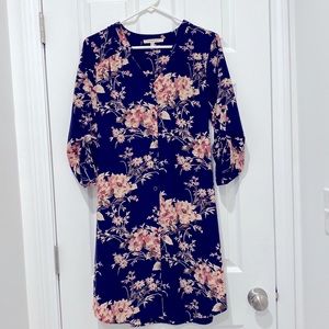 Large, Navy Floral Shirt Dress